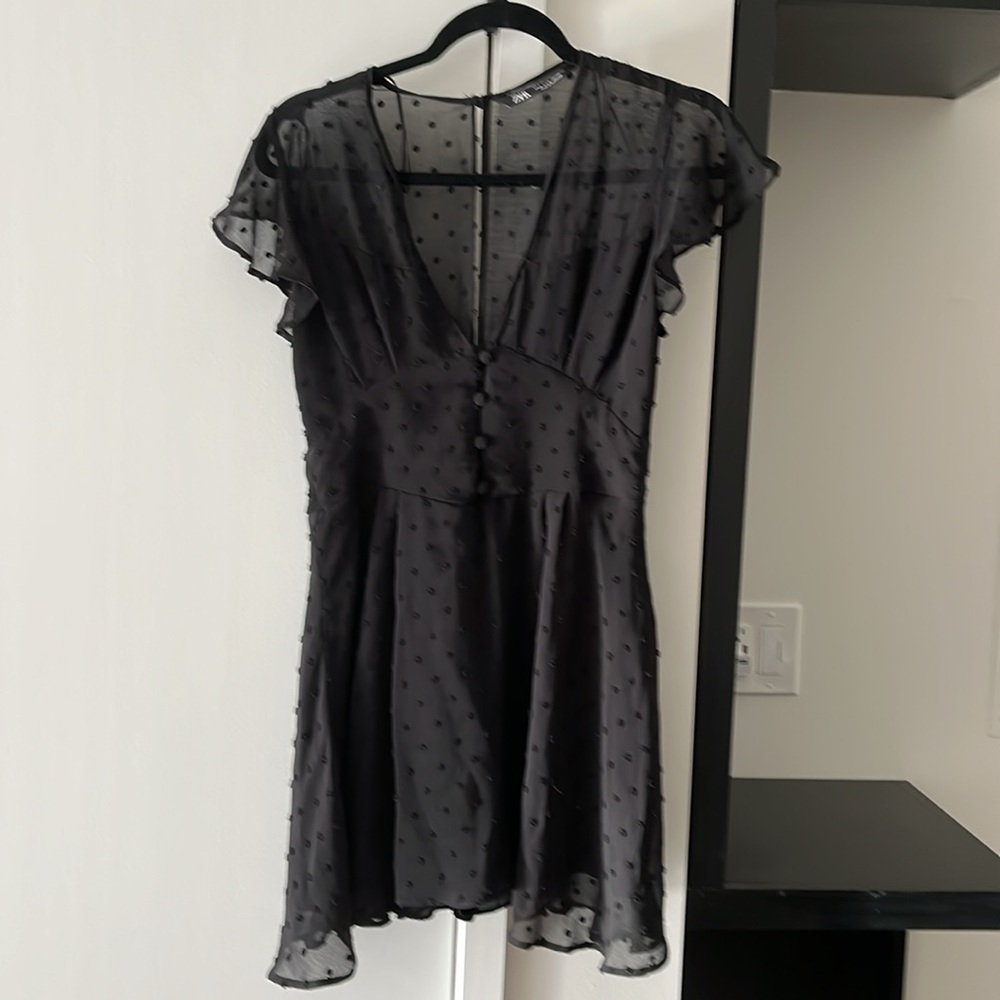 NWOT Zara Black Swiss Dot Jumpsuit